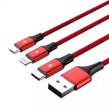 UNITEK C4049RD USB kabelis 1,2 m USB A USB C/Micro-USB B/Lightning Sarkans