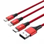 UNITEK C4049RD USB kabelis 1,2 m USB A USB C/Micro-USB B/Lightning Sarkans