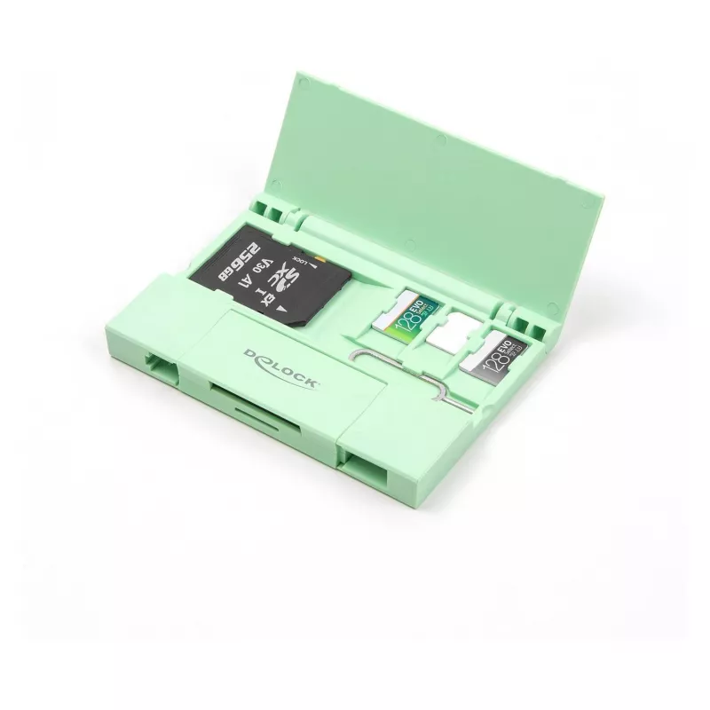 Karšu lasītājs DeLOCK 91015 USB 3.2 Gen 1 Type-A/Type-C piparmētru krāsā