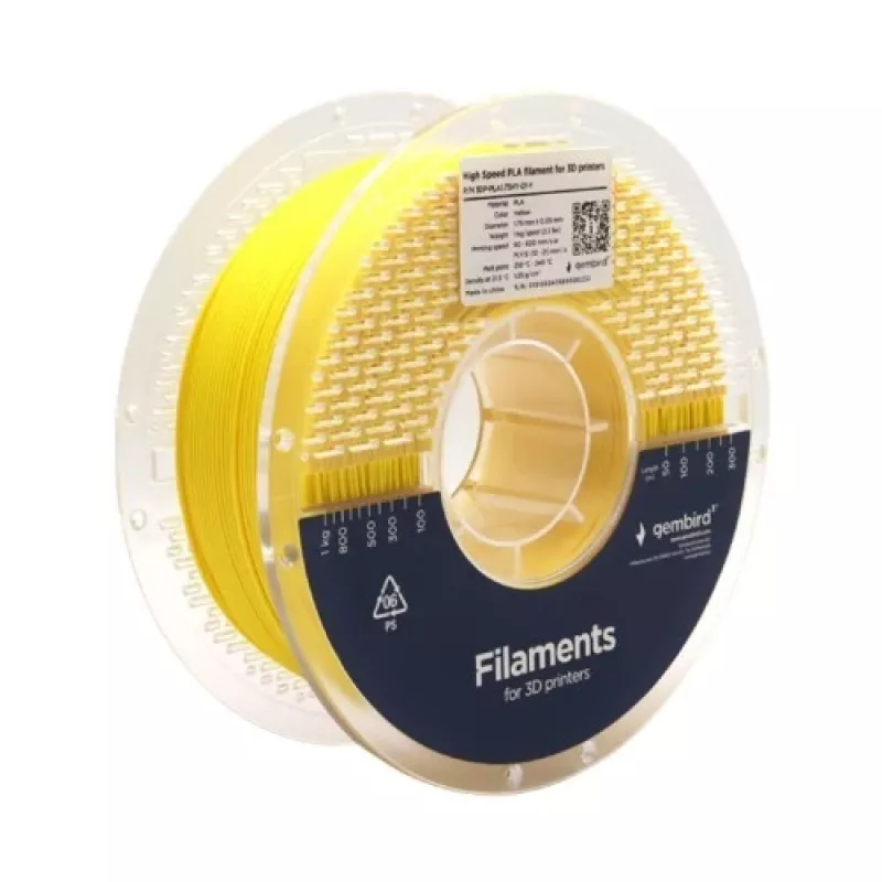 3D drukas pavediens Gembird PLA 1.75 mm dzeltens 1 kg
