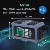 Qoltec viedais mikroprocesoru akumulatoru lādētājs ar akumulatora testeri un 12V atjaunošanas funkciju | 6A | LCD | Akumulatoru lādētājs AGM LiFePO4 GEL akumulatoriem