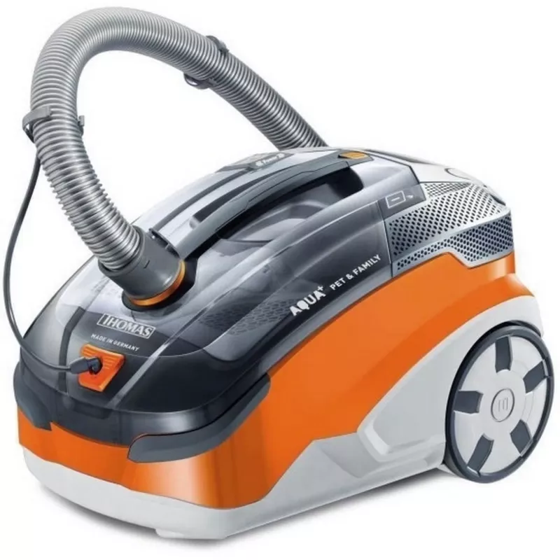 Cilindriskais putekļsūcējs THOMAS Aqua + Pet & Family 1,8 L — sausā un mitrā tīrīšana, 1700 W, oranžs/pelēks