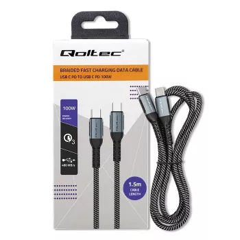 USB kabelis Qoltec 52358 1,5 m USB C melns USB 2.0 0,48 Gbit/s