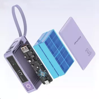 Ārējais akumulators 10000mAh 30W P87K ar integrētu USB-C