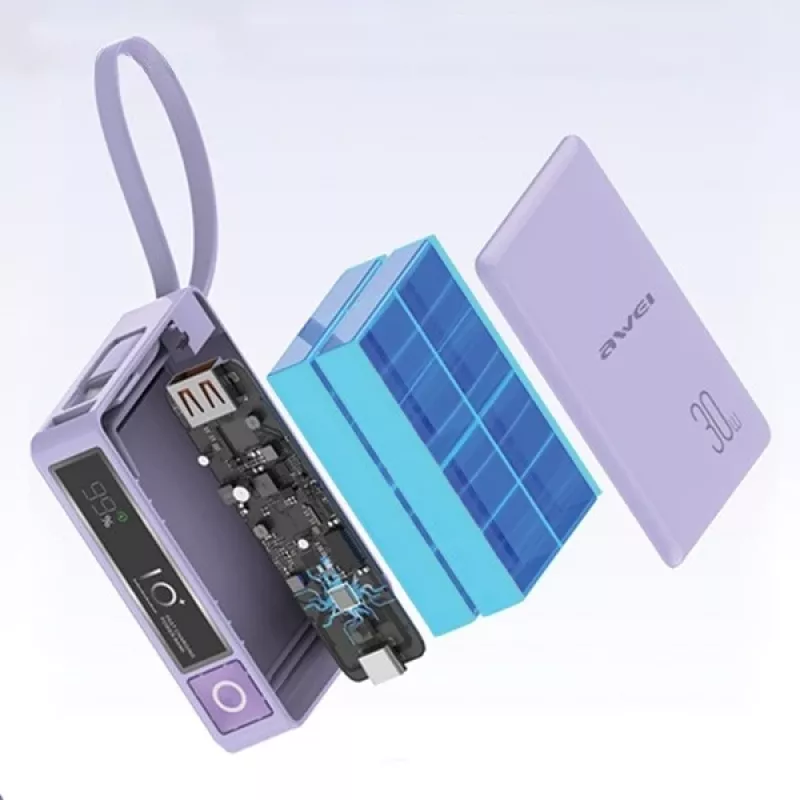 Ārējais akumulators 10000mAh 30W P87K ar integrētu USB-C