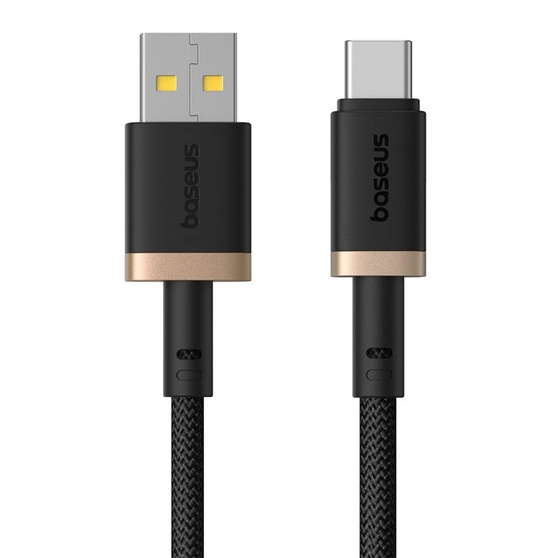 Baseus Dura USB Type A uz Type C 60 W ātrās uzlādes kabelis 2 m Melns, Zelts