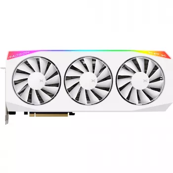 Grafikas karte XFX Radeon RX 9070 XT — 16 GB GDDR6, 256 bitu, PCIe x16, 3 ventilatori, balta, 360 mm
