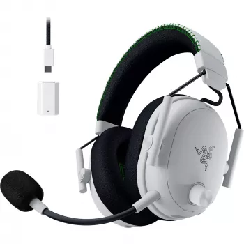 Austiņas Razer MelnsShark V3 Pro ar vadu un bezvadu Bluetooth, baltas