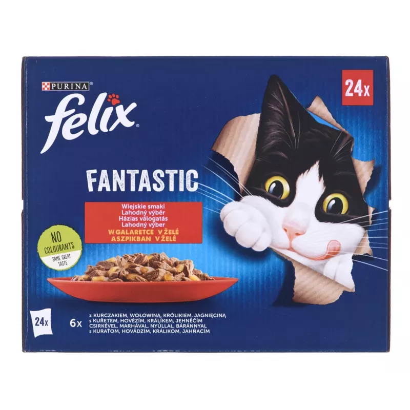 Felix Fantastic lauku garšas želejā - mitrā barība kaķiem - 24x 85g
