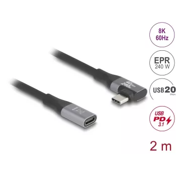 USB kabelis DeLOCK 81148 2m USB C Melns 20 Gbit/s