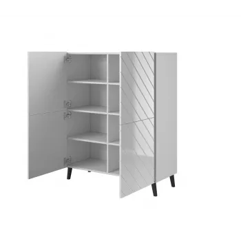 Plauktu sistēma cama meble ABETO 100.5 x 40 x 121.5 cm balta/spīdīgi balta, grīdas skapis pie sienas
