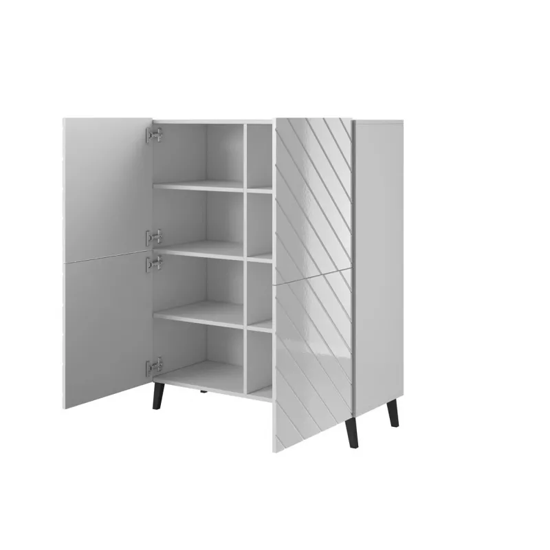 Plauktu sistēma cama meble ABETO 100.5 x 40 x 121.5 cm balta/spīdīgi balta, grīdas skapis pie sienas