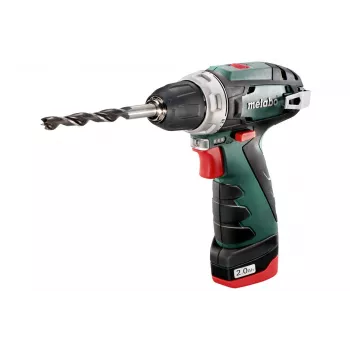 Pistol Grip Drill Metabo PowerMaxx BS Basic 1400 RPM, Melns, zaļa