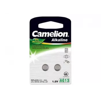 Pogbaterija CAMELION AG13 / LR44 / 357 sārmaina, 1,5V — 2 gab. iepakojumā