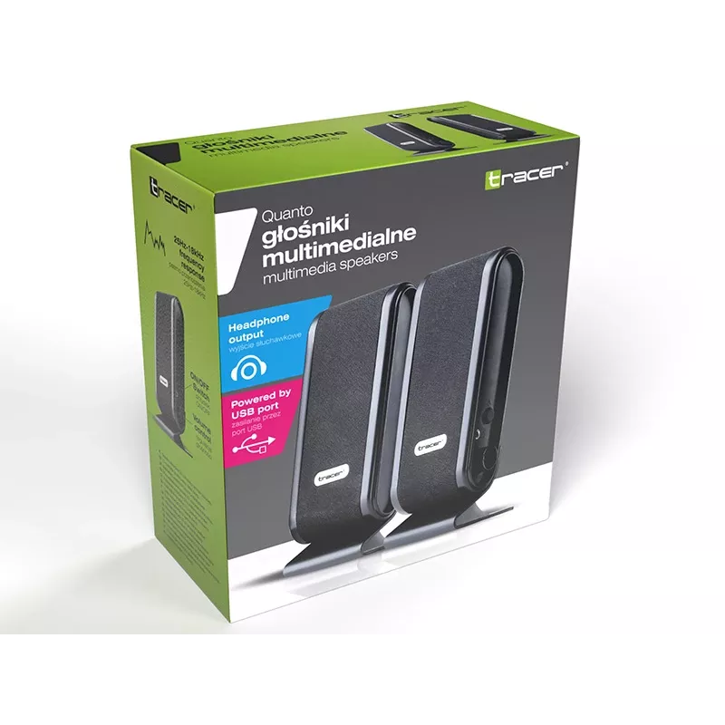 Skaļruņi 2+0 Quanto Black USB