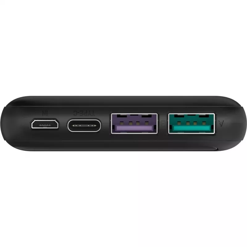Ātrās uzlādes jaudas banka 10 000 mAh (melna, USB-C PD, QC 3.0, 10 000 mAh)