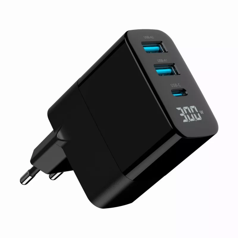 Gembird TA-UC-PDQC30LCD-BK-02 mobilās ierīces lādētājs Universāls Melns AC Ātrā uzlāde Iekštelpām