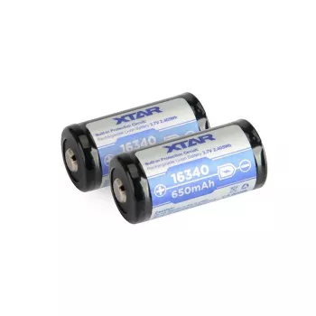 Uzlādējams akumulators XTAR 16340 (CR123) Li‑ion 3,7 V 850 mAh, 34 mm augstums, 1,6 cm diametrs