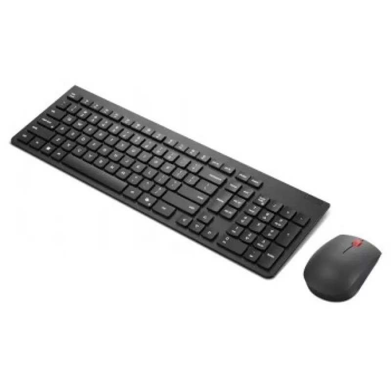 Bezvadu tastatūras un peles komplekts Lenovo Essential Wireless Combo Gen2 — melns, kompakts izkārtojums, bezvadu savienojums