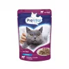Mitrā kaķu barība PREVITAL Cat Food Mix 4 Flavors — Vistas, teļa gaļas, laša, mājputnu, 96 x 100 g paciņas (9,6 kg, pieaugušiem kaķiem)