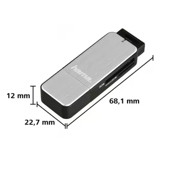 Hama 123900 karšu lasītājs USB 3.2 Gen 1 (3.1 Gen 1) Melns, Sudraba