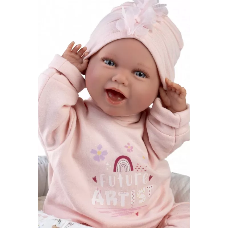 Bērnu lelle Llorens Mimi Baby 42 cm — reālistiska seja, smejas, mīksts ķermenis