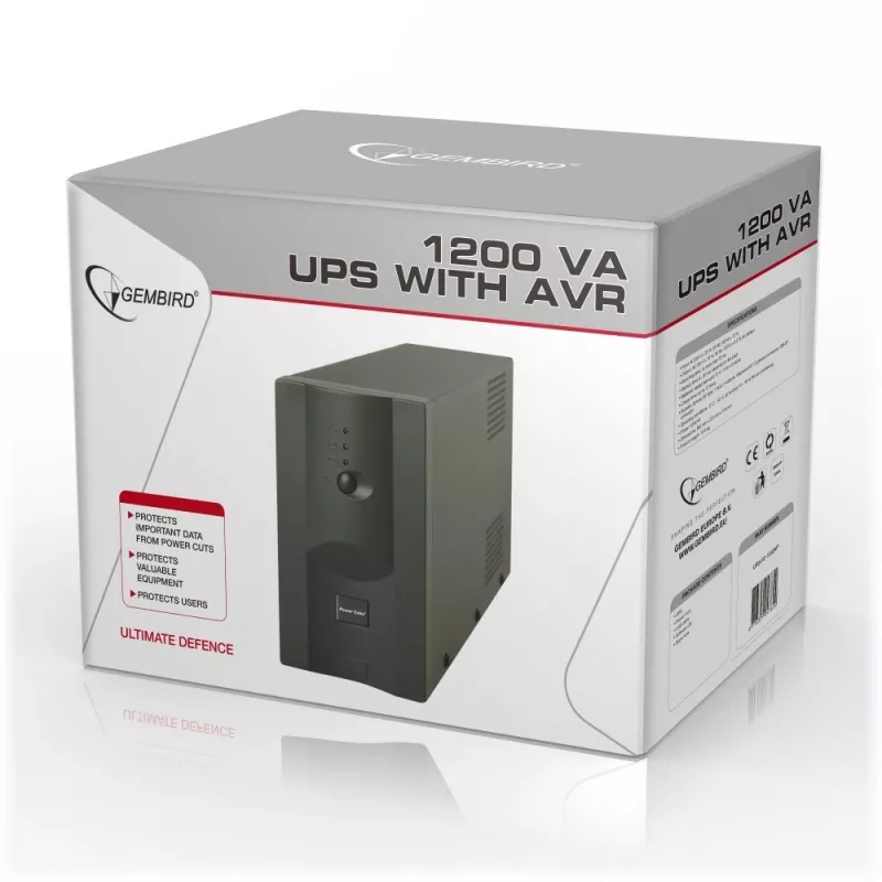 Gembird UPS-PC-1202AP nepārtrauktās barošanas avots (UPS) Line-Interactive 1.2 kVA 720 W 4 AC kontaktligzdas