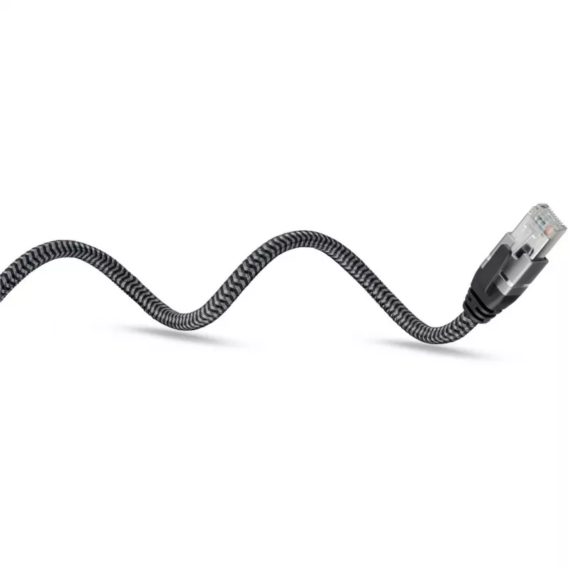 Ethernet-kabelis USB-C 3.2 Gen2 Plug > RJ-45 Plug, LAN-Adapter Melns/Sudraba, 1,5 Meter, braided textile jacket