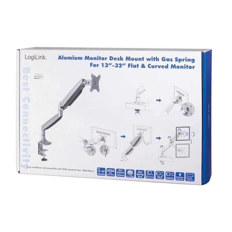 Monitora stiprinājums LogiLink BP0042 81.3 cm (32 collas) galdam Alumīnijs