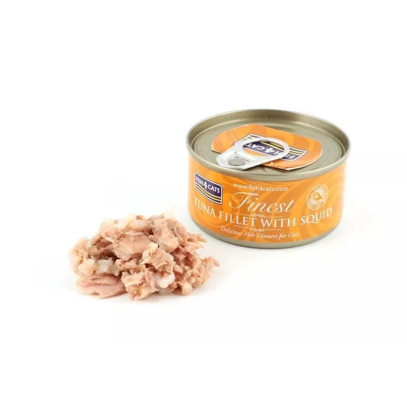 FISH4CATS Tunča fileja ar kalmāru - mitrā kaķu barība - 70g
