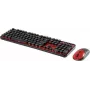 Tastatūras un peles komplekts Renkforce RF-DS-RETRO QWERTZ melns sarkans — vadu komplekts ar QWERTZ izkārtojumu