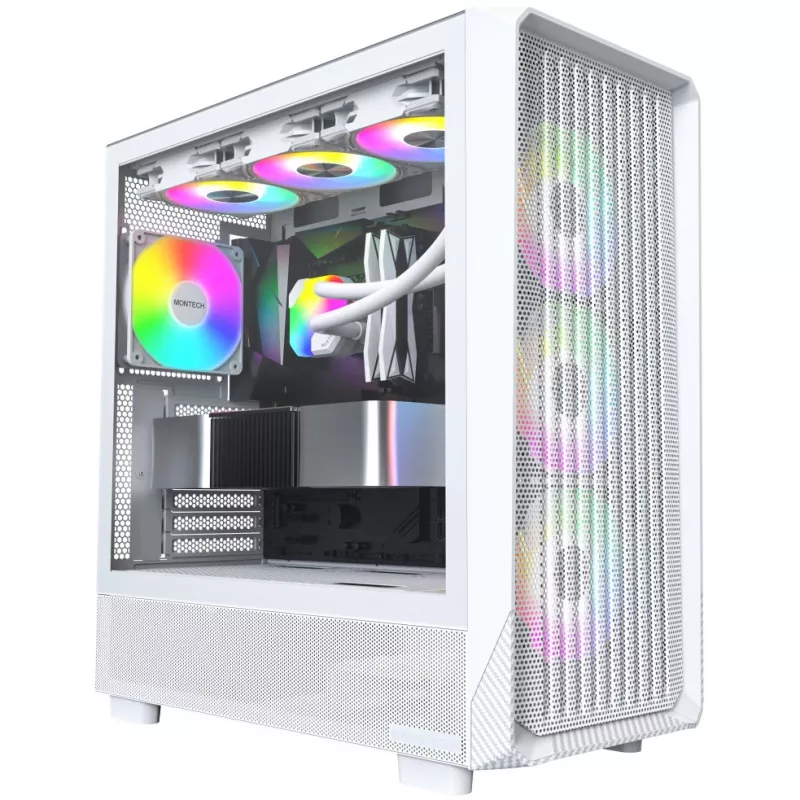 PC Case Montech X5 Midi Tower balta ATX 3x140mm Fans