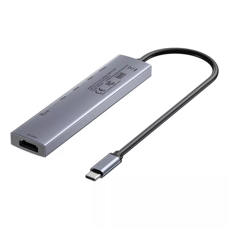 USB-C centrmezgls Unitek H1124AGY01 ar 100W PD, HDMI 2.0, 2x USB‑A, 2x USB‑C, SD/microSD lasītāju — alumīnija