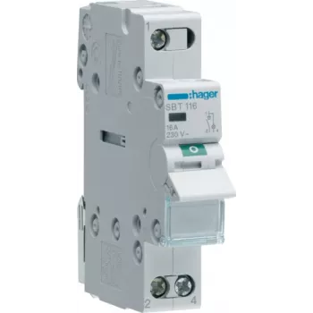 Elektriskais slēdzis Hager SBT116 1P, 440 V, 50–60 Hz, pelēks, 17,5 mm