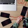 UNITEK C4049RD USB kabelis 1,2 m USB A USB C/Micro-USB B/Lightning Sarkans