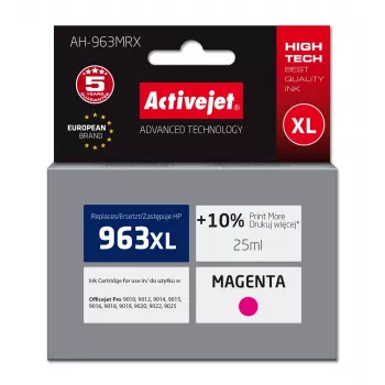 Activejet AH-963MRX tinte (aizstāj HP 963XL 3JA28AE; Premium; 1760 lappuses; 25 ml, fuksīna krāsa)
