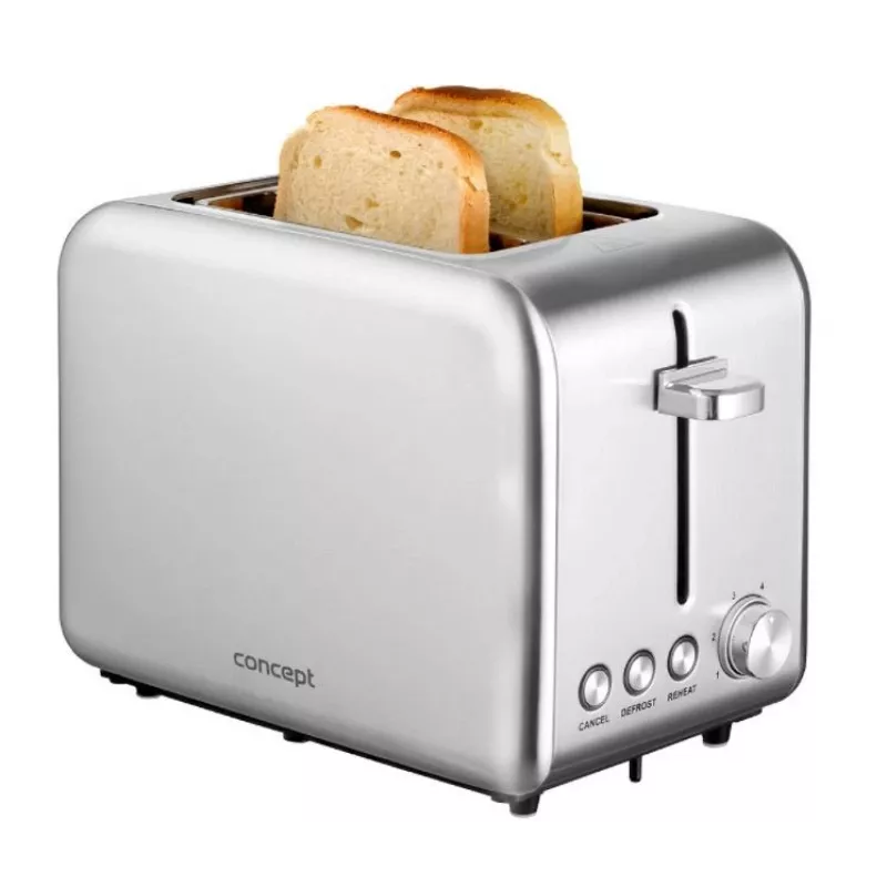 Toaster Concept Solution TE2050 — 2 šķēles, 950 W, nerūsējošais tērauds, 280×160 mm