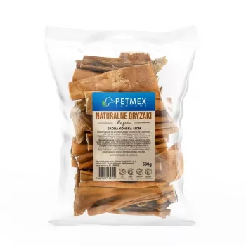 Suņu košļājamā našķe PETMEX Horse Skin 500 g — dabīga vienas sastāvdaļas zirga ādas košļājamā našķe zobu kopšanai, monoproteīns, bez lipekļa un sojas
