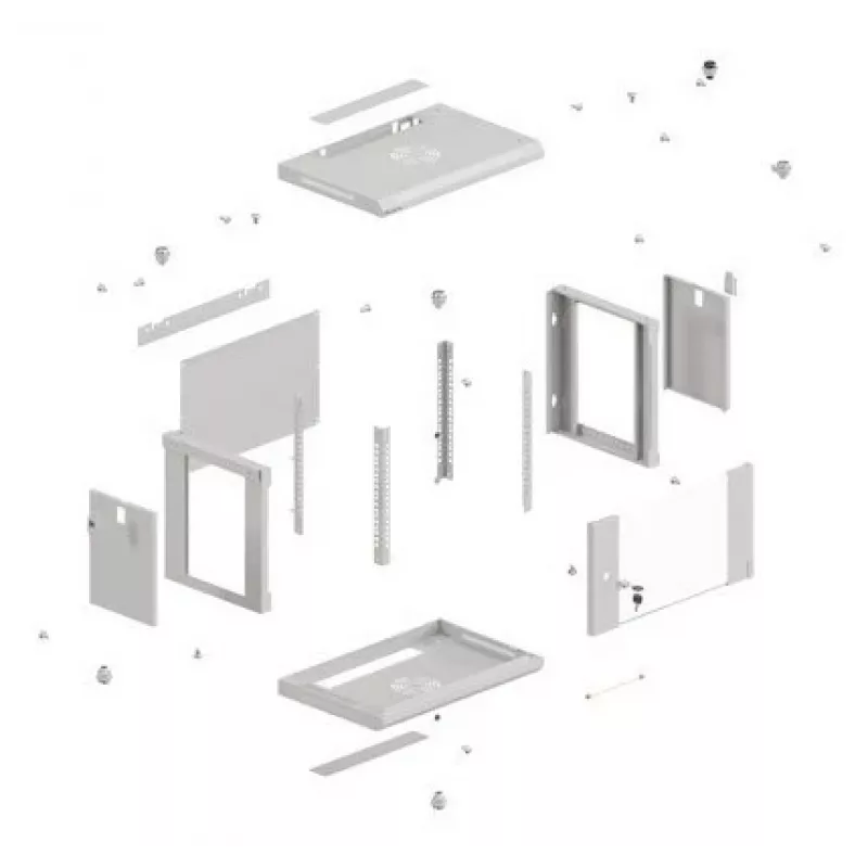 Rack montāžas skapis LANBERG WF03-5306-10S 19 collu 6U pelēks ar stikla durvīm