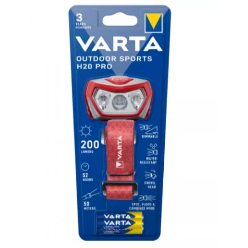 Galvas lukturītis Varta Outdoor Sports H20 Pro Pelēks Sarkans