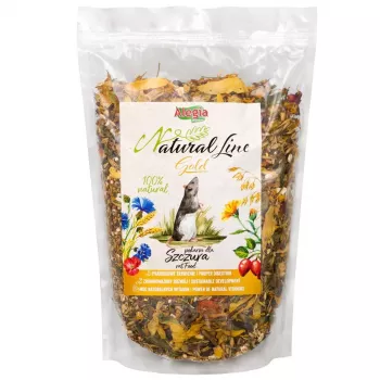 Sausā barība Alegia Natural Line Gold žurkām 2.2 kg — pilnvērtīga granulu diēta pieaugušām un jaunām žurkām, graudaugu garša, bez sojas un cukura