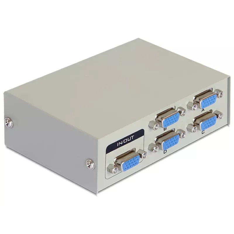 DeLock Switch VGA 4 portu manuāls divvirzienu - ekrāna slēdzis - 4 x VGA - galddatoram (87635)