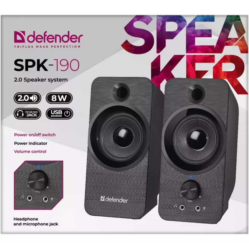 DEFENDER SPK-190 2.0 8W USB SKAĻRUŅI