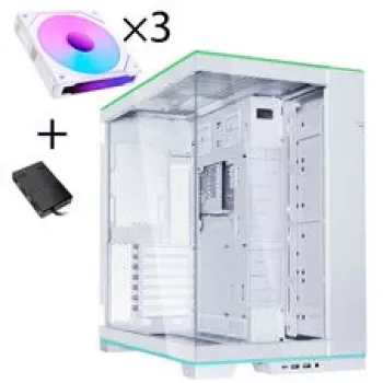 Lian Li O11 Dynamic EVO RGB PC-Enclosure Bundle, Midi-Tower, ARGB, Rūdīts stikls + 3x UNI FAN SL-INF Reverse Blade Fan - Balts