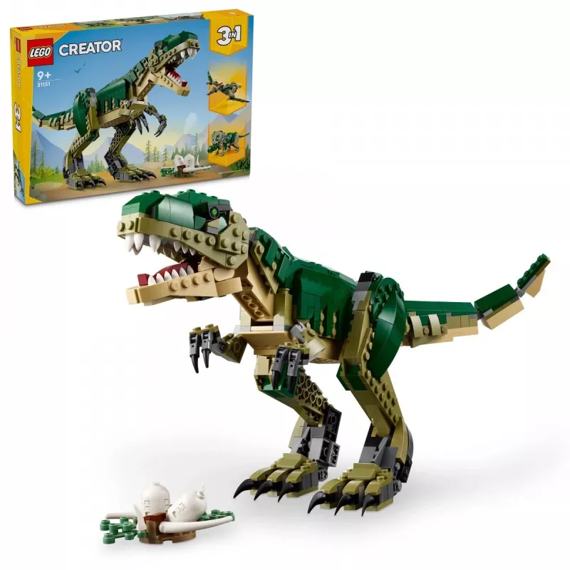 LEGO Creator 3-in-1 T.Rex būvējams modeļa komplekts, 626 gab., 150 mm augstums, vecums 9+