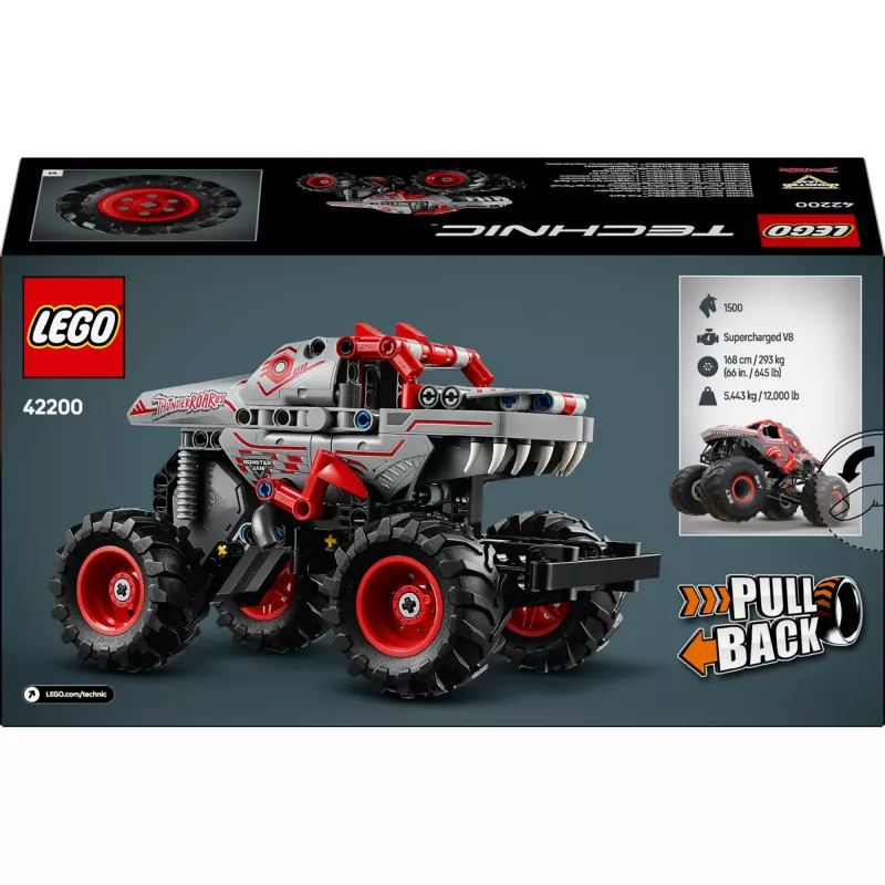 LEGO TECHNIC 42200 Monster Jam™ ThunderROARus™ ar atpakaļgaitas piedziņu