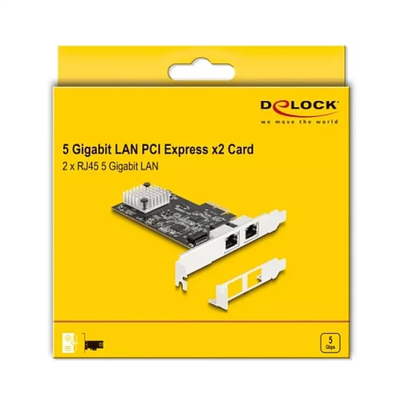 DeLOCK 81261 PCI Express x2 tīkla karte, 2 x RJ45 5 Gigabit LAN