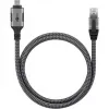 Ethernet-kabelis USB-C 3.2 Gen2 Plug > RJ-45 Plug, LAN-Adapter Melns/Sudraba, 1,5 Meter, braided textile jacket