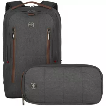 WENGER City Upgrade 40.64cm 16Zoll portatīvā mugursoma ar šķērsvirziena dienas somu, pelēka
