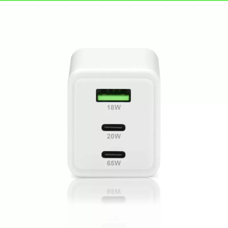 Strāvas lādētājs everActive SQ-655Q 65W, 1×USB-A + 2×USB-C ātra uzlāde